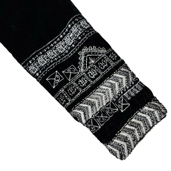 Raga Womens Embroidered Beaded Velvet Jacket Black S Elegant Western Dressy Boho - Picture 8 of 15